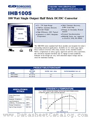 IHB100S datasheet pdf C&D Technologies