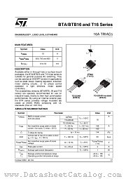 BTB16-600BW datasheet pdf ST Microelectronics