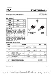 BTB06-600BRG datasheet pdf SGS Thomson Microelectronics