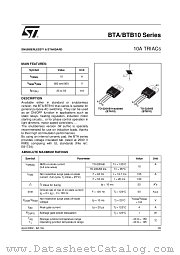 BTB10-600BWRG datasheet pdf SGS Thomson Microelectronics