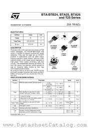 BTB25-600CW datasheet pdf ST Microelectronics