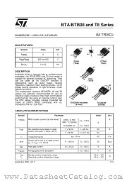 BTA08A-800B datasheet pdf ST Microelectronics